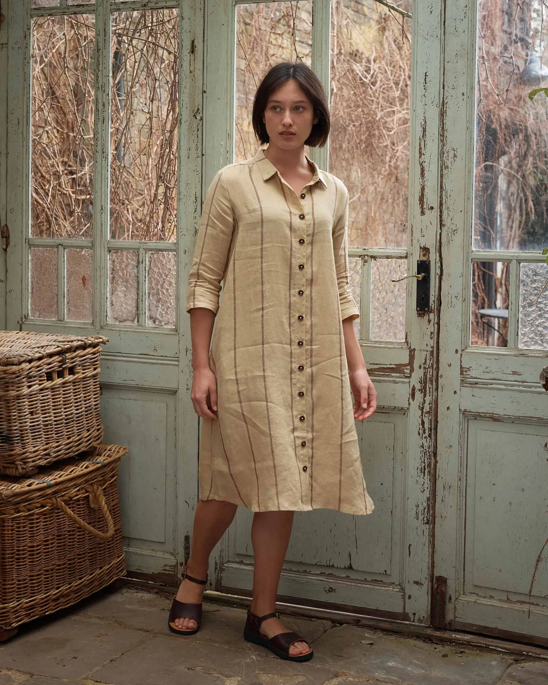 No.39 The Linen Shirtdress in Valletta Stripe