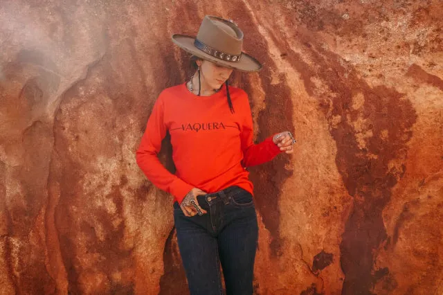 Original Cowgirl Clothing T-Shirts: Thermal Vaquera Red Rose