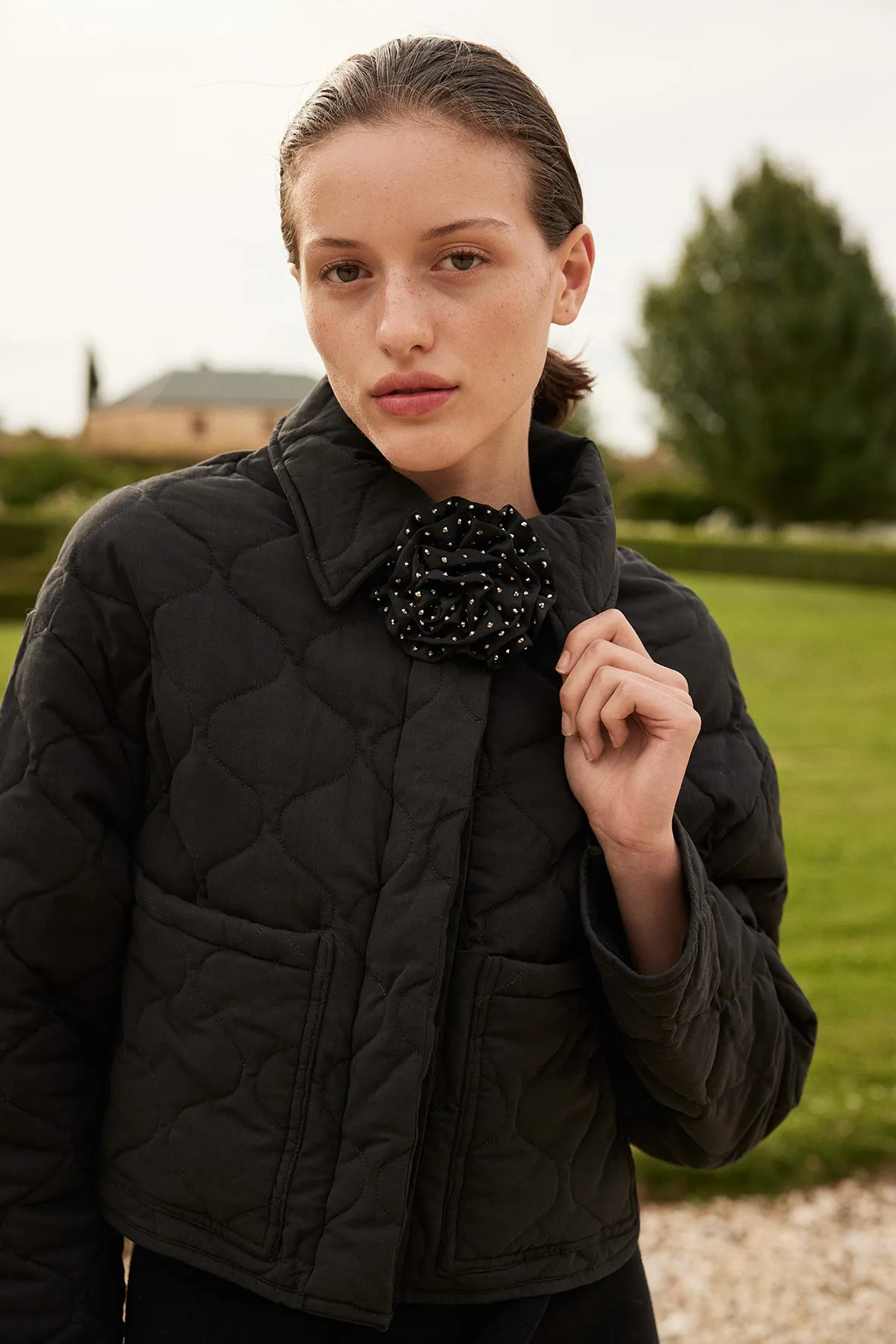 Oscar Quilted Cotton Jacket - Black