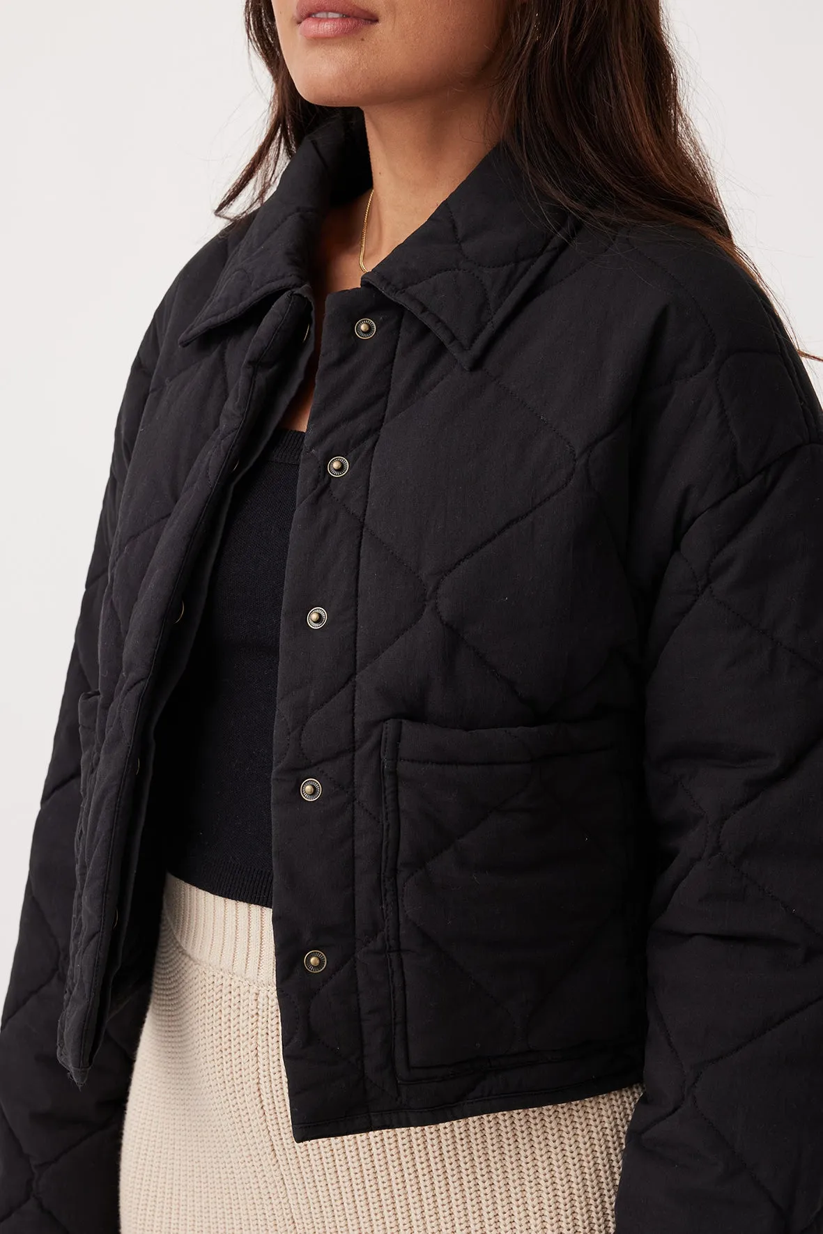 Oscar Quilted Cotton Jacket - Black