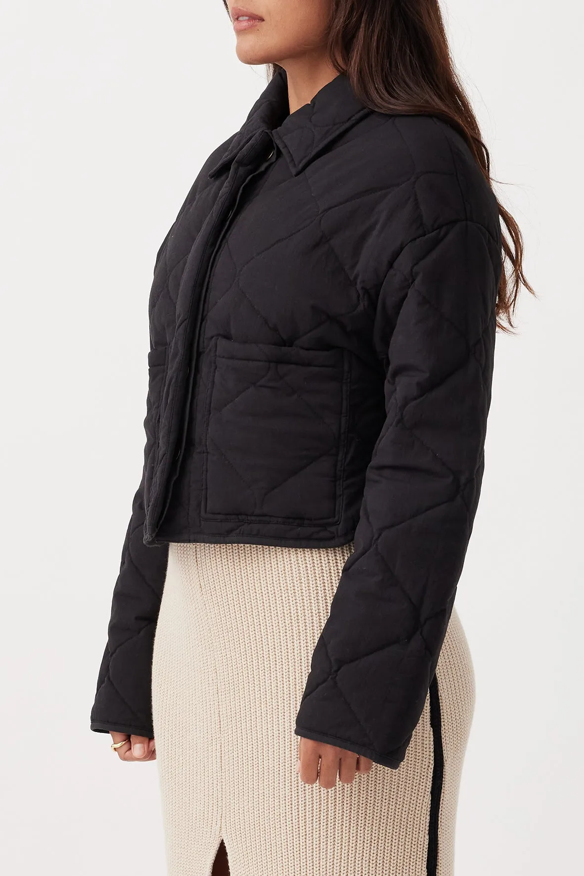 Oscar Quilted Cotton Jacket - Black