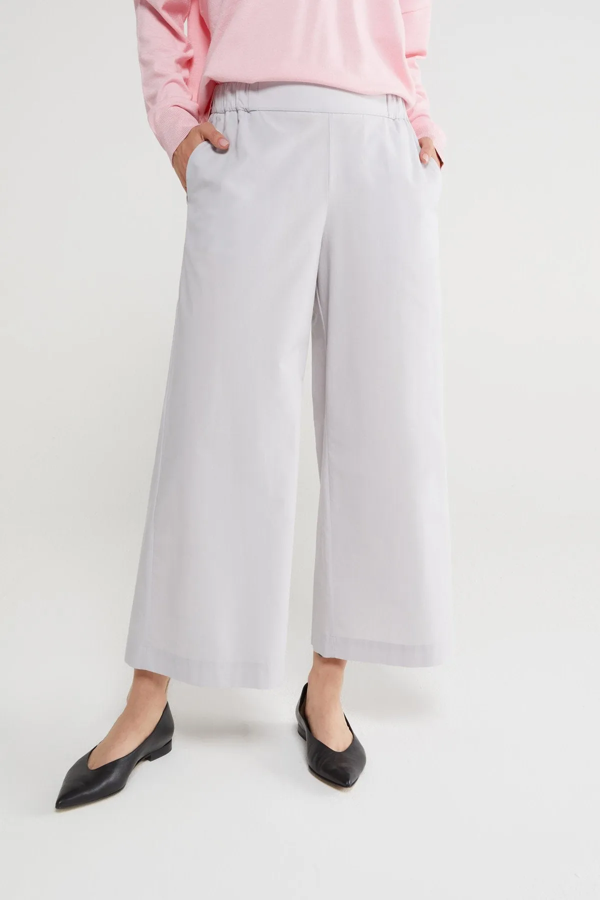 Ottod'Ame Poplin Wide Leg Crop Culotte - Ostrica