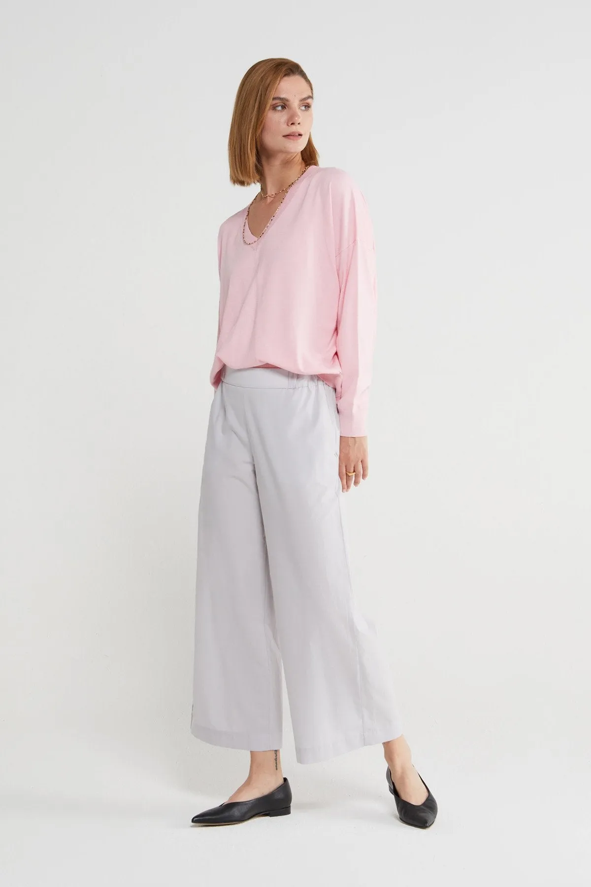 Ottod'Ame Poplin Wide Leg Crop Culotte - Ostrica