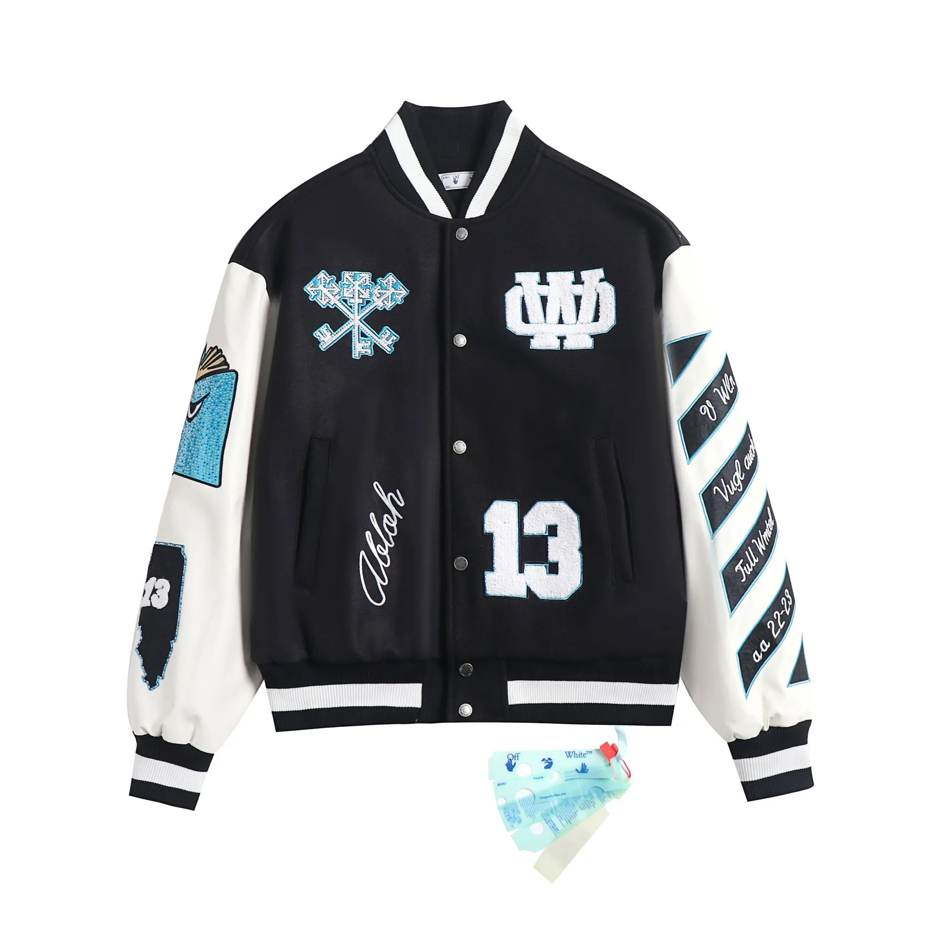 Ow Jacket Black Rhinestone Embroidered Cotton-Padded Jacket