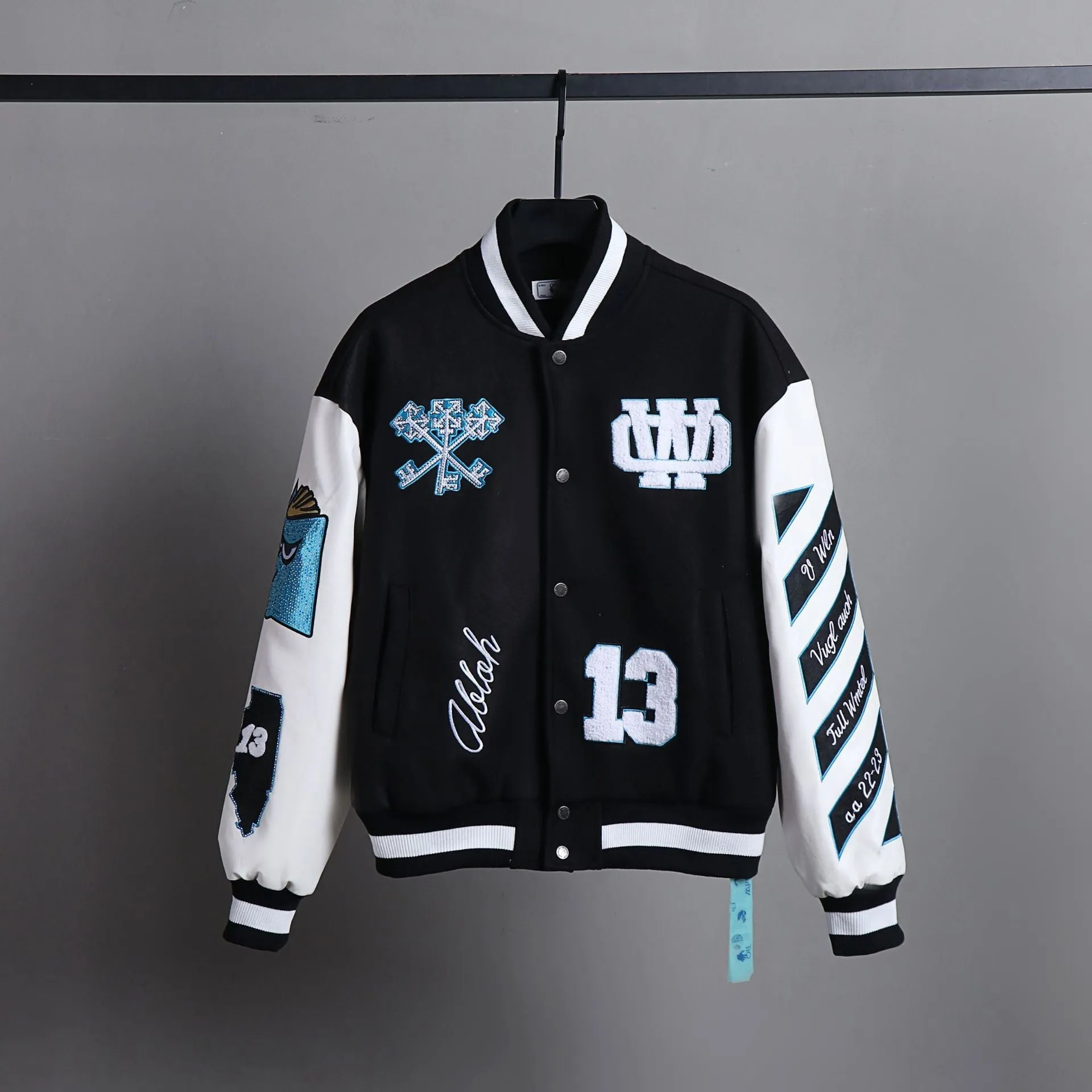 Ow Jacket Black Rhinestone Embroidered Cotton-Padded Jacket