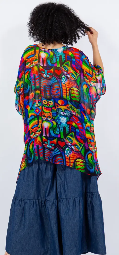 Owl & the PussyCat Oversize Tunic Top Lagenlook Boho Hippie Chic SML-6X 