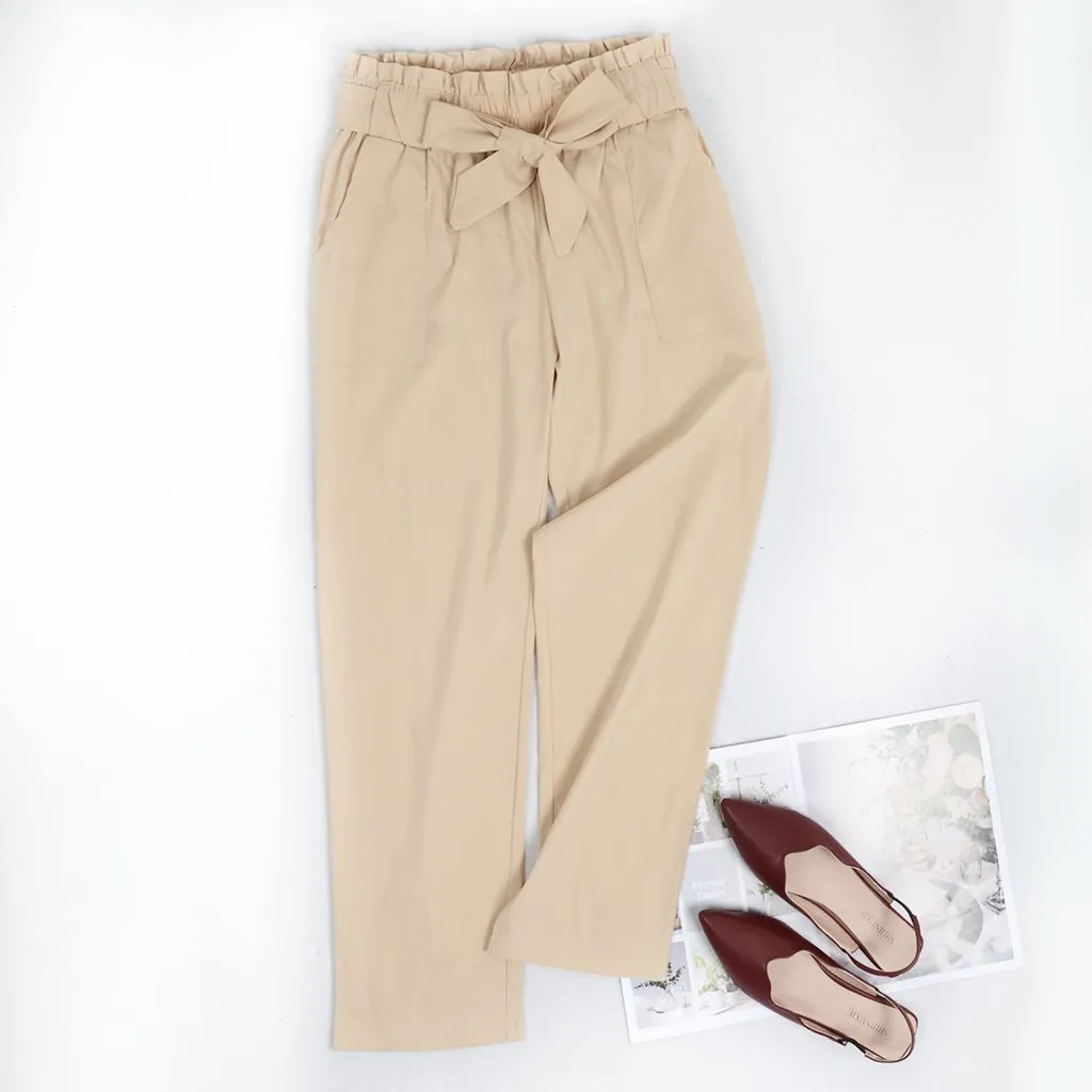 Paper Bag Pants High Waist Cropped Trouser