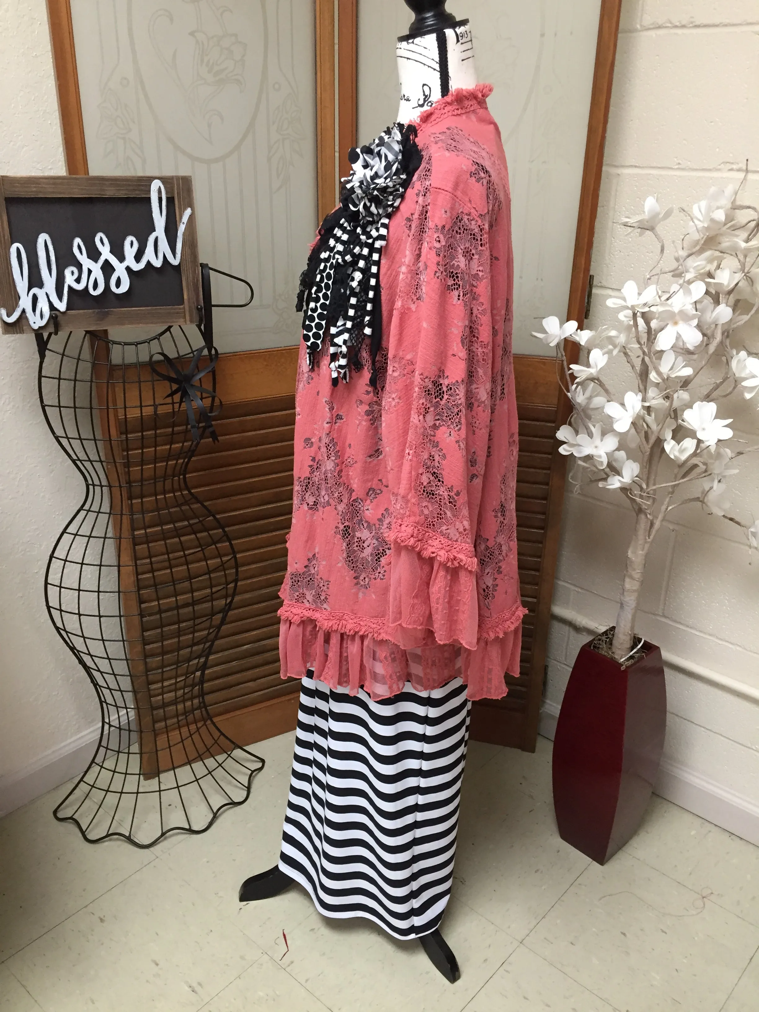 Paprika Flounce Sleeve Kimono Jacket