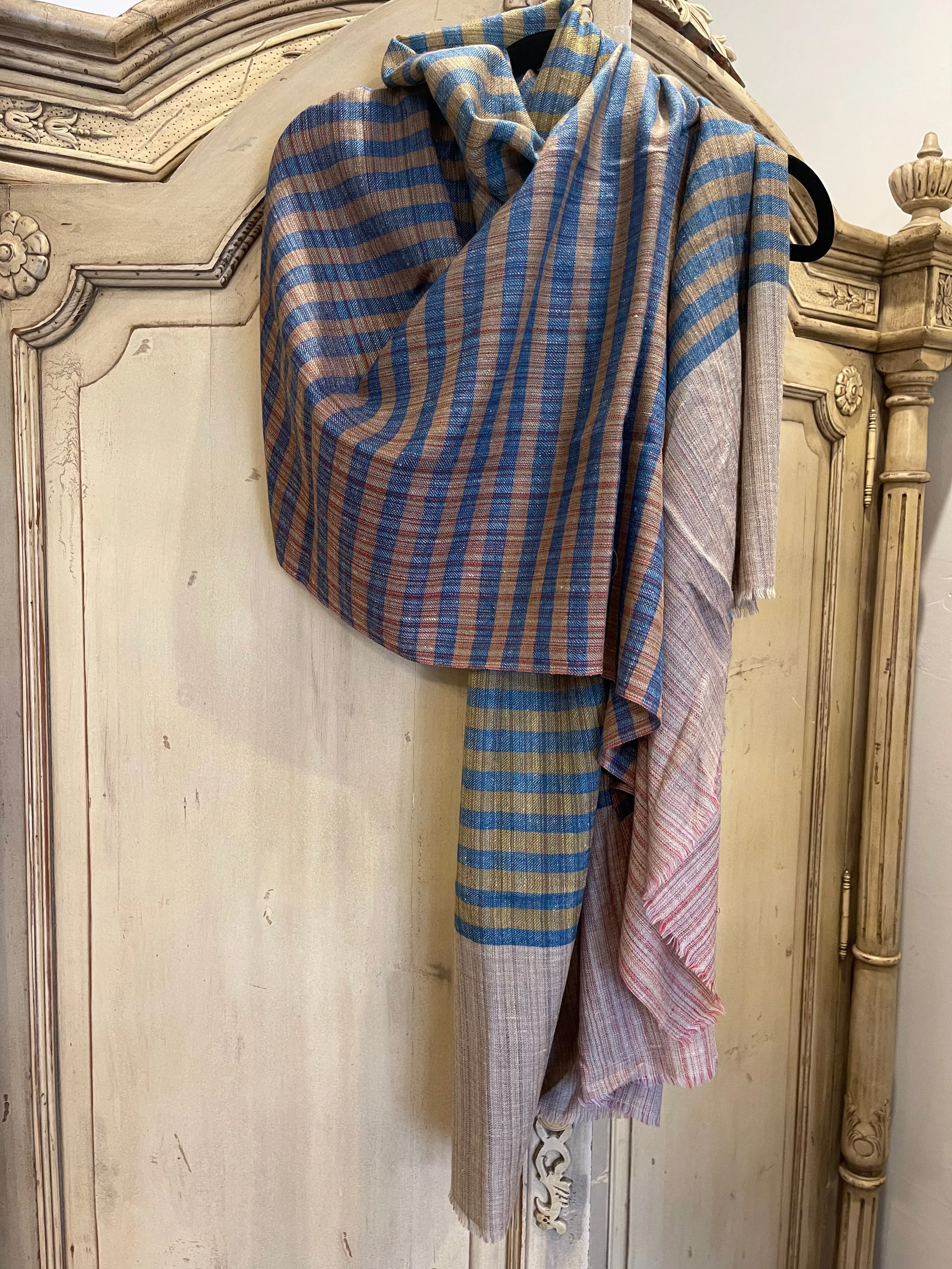 Pashmina Handloomed Scarf - Madras Stripe