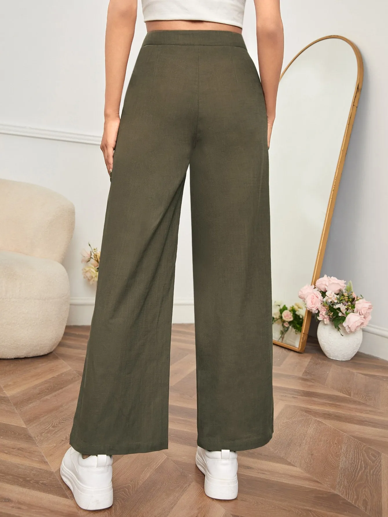 PETITE High Waist Wide Leg Pants