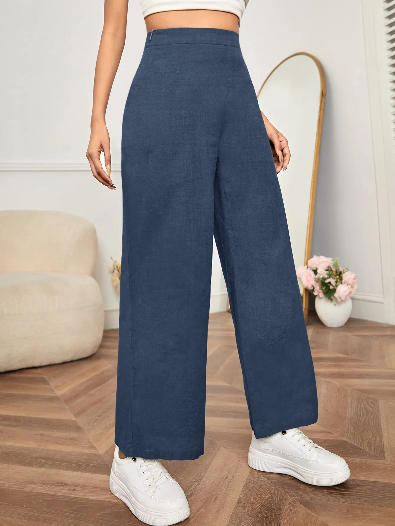 PETITE High Waist Wide Leg Pants