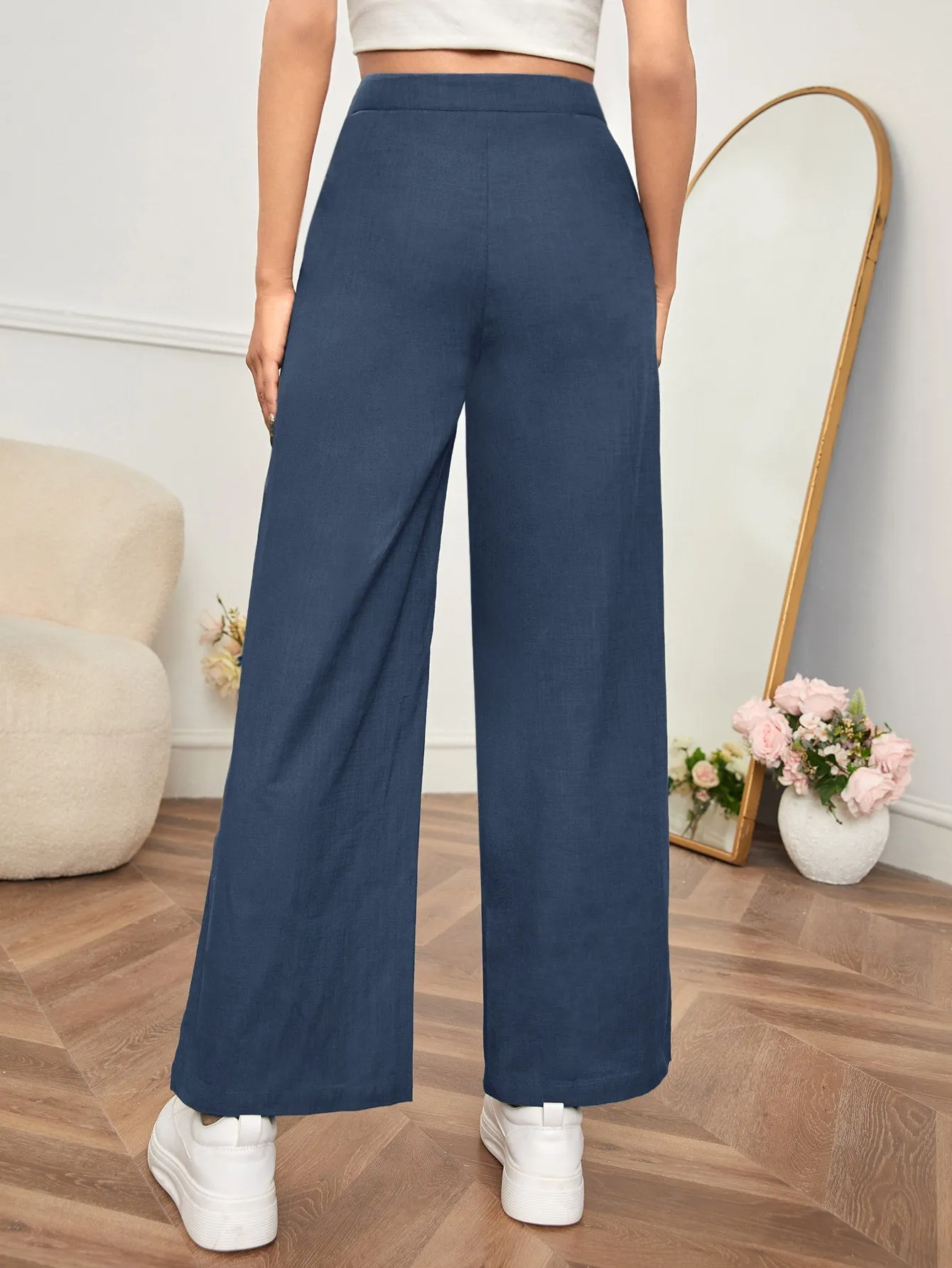 PETITE High Waist Wide Leg Pants