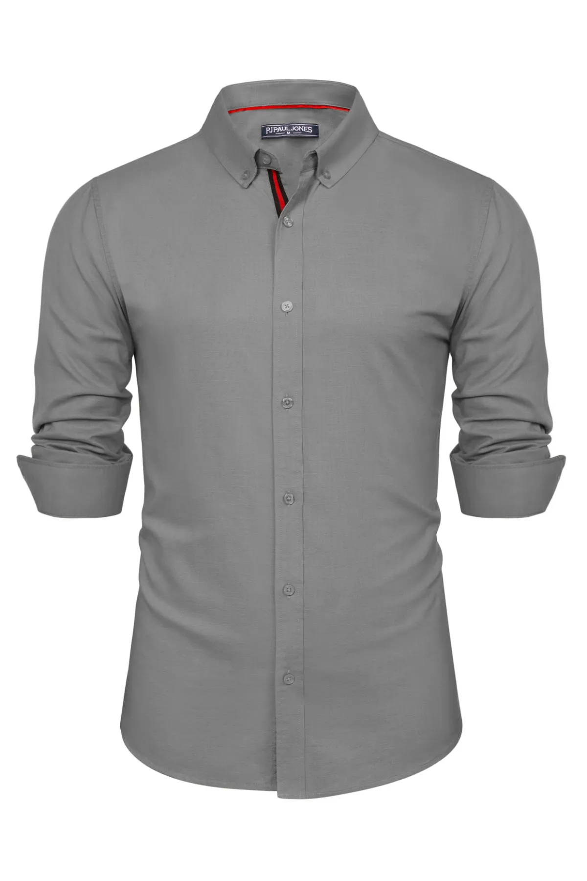 PJ Men Breathable Cotton & Linen Shirt Long Sleeve Button-Down Collar Tops