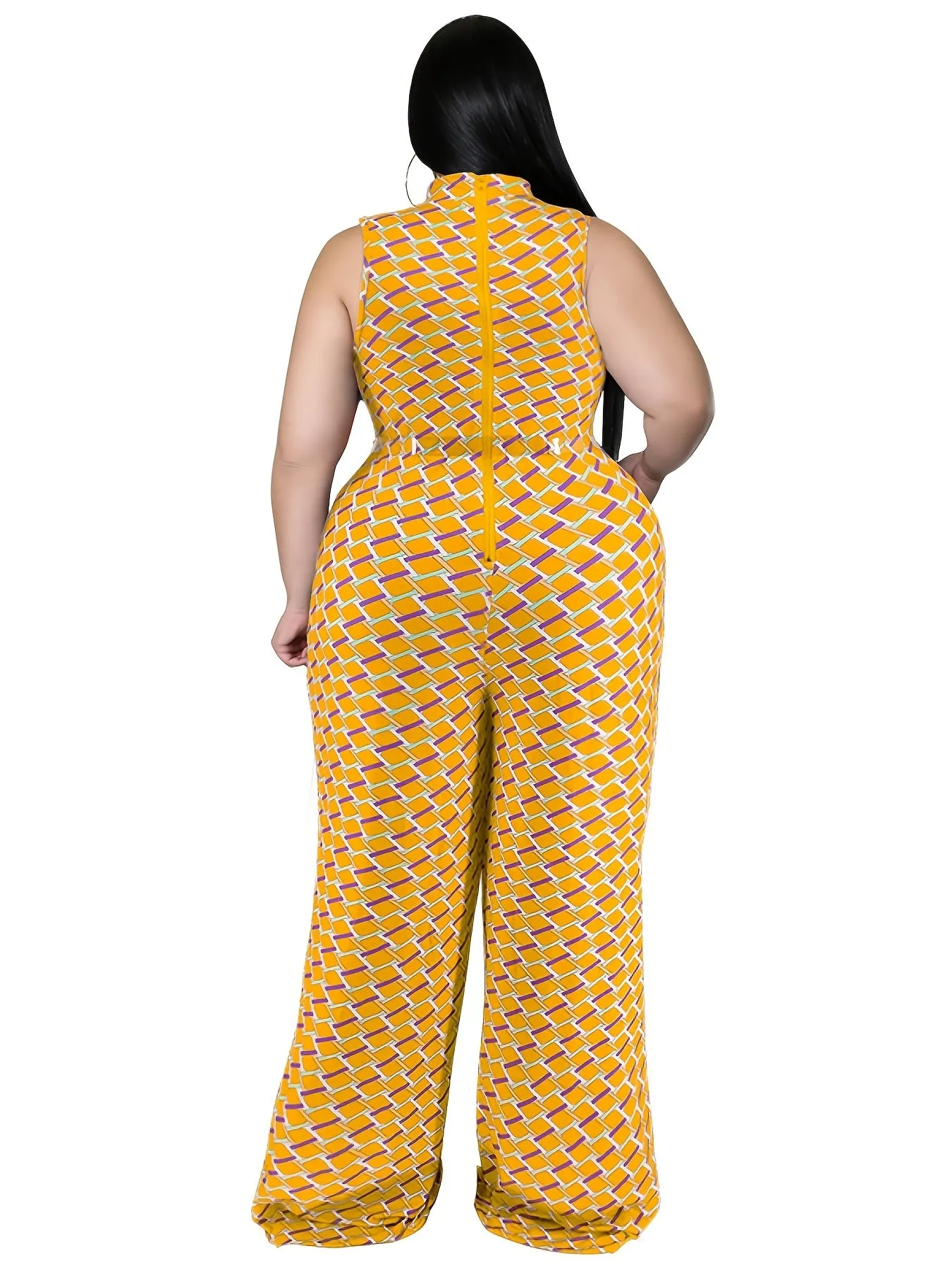 Plus Size   Stretchy Mock Neck Jumpsuit