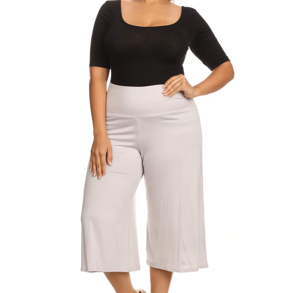 Plus Size Women's Gaucho Pants Knit Capri Culottes Lose Fit 1XL, 2XL, 3XL