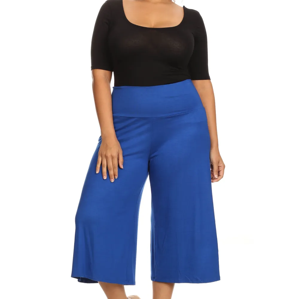 Plus Size Women's Gaucho Pants Knit Capri Culottes Lose Fit 1XL, 2XL, 3XL