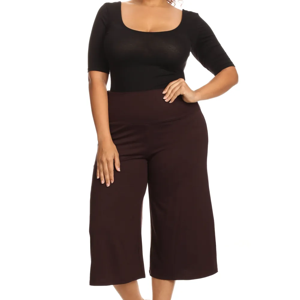 Plus Size Women's Gaucho Pants Knit Capri Culottes Lose Fit 1XL, 2XL, 3XL