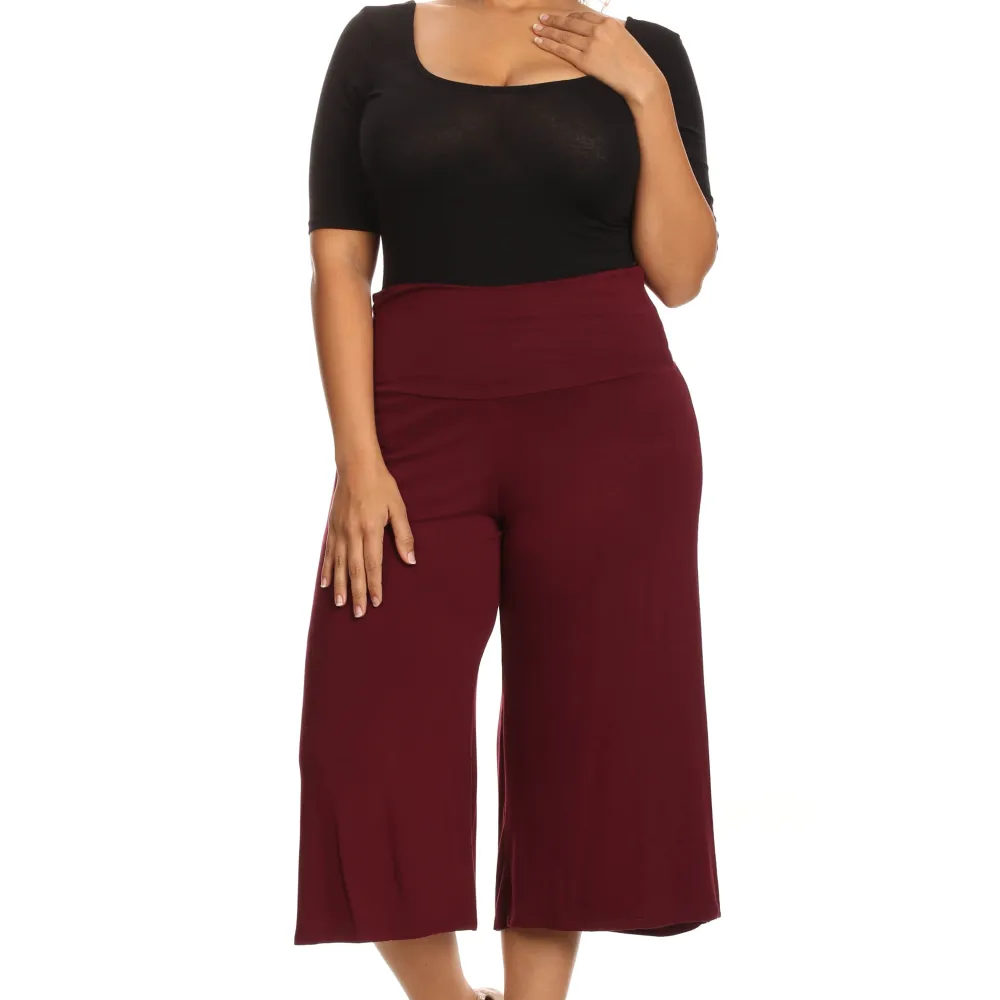 Plus Size Women's Gaucho Pants Knit Capri Culottes Lose Fit 1XL, 2XL, 3XL