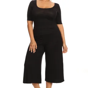 Plus Size Women's Gaucho Pants Knit Capri Culottes Lose Fit 1XL, 2XL, 3XL