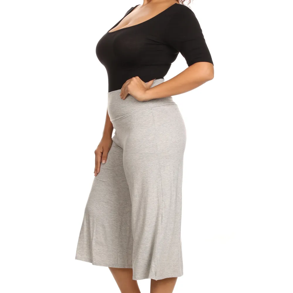 Plus Size Women's Gaucho Pants Knit Capri Culottes Lose Fit 1XL, 2XL, 3XL