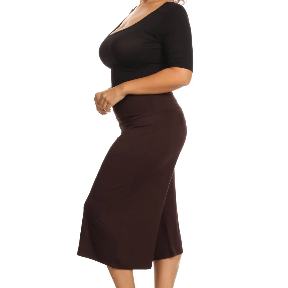 Plus Size Women's Gaucho Pants Knit Capri Culottes Lose Fit 1XL, 2XL, 3XL