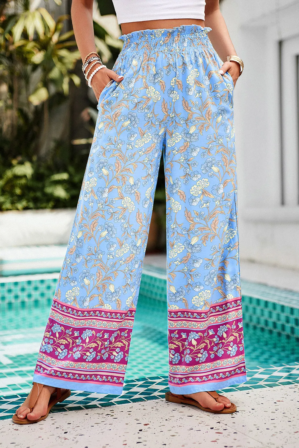 Printed High Waist Wide Leg Pants - Five Color Choices