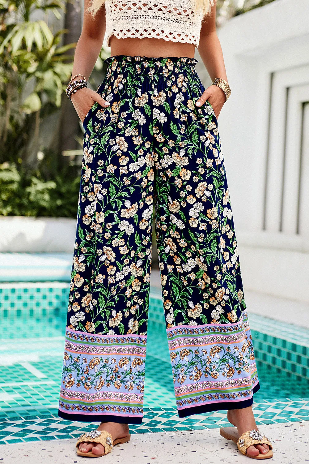 Printed High Waist Wide Leg Pants - Five Color Choices