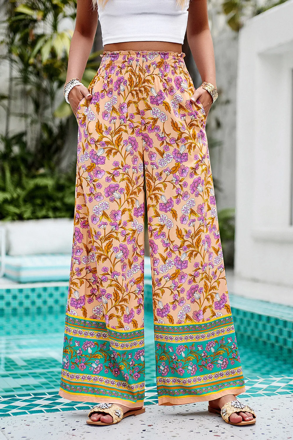 Printed High Waist Wide Leg Pants - Five Color Choices