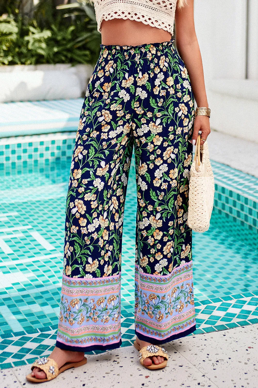 Printed High Waist Wide Leg Pants - Five Color Choices