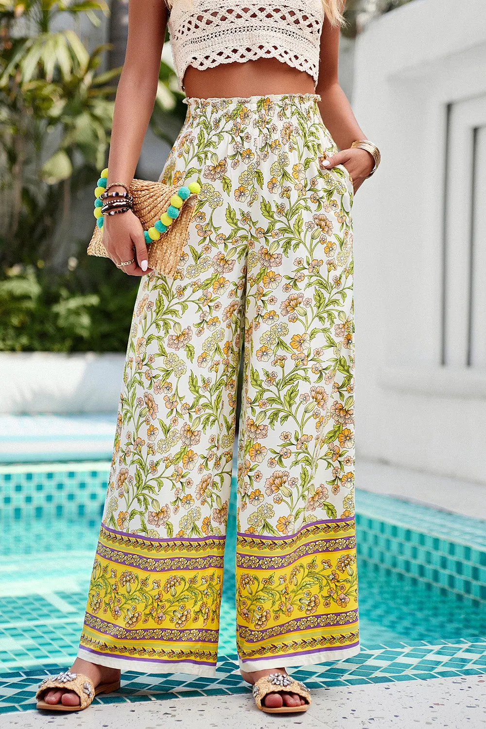 Printed High Waist Wide Leg Pants - Five Color Choices