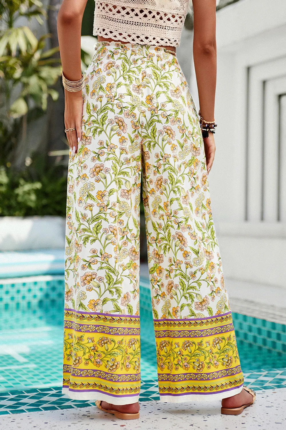 Printed High Waist Wide Leg Pants - Five Color Choices