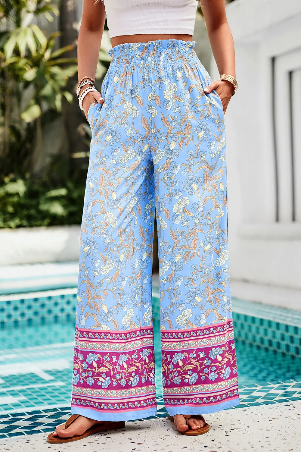 Printed High Waist Wide Leg Pants - Five Color Choices