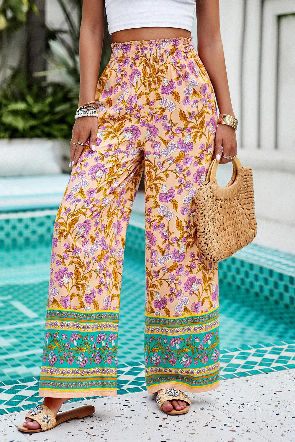 Printed High Waist Wide Leg Pants - Five Color Choices