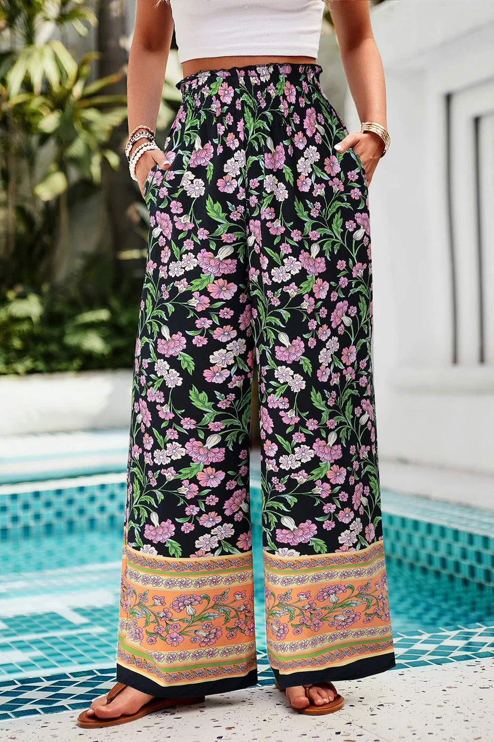 Printed High Waist Wide Leg Pants - Five Color Choices