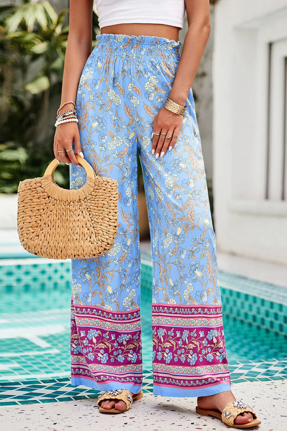 Printed High Waist Wide Leg Pants - Five Color Choices