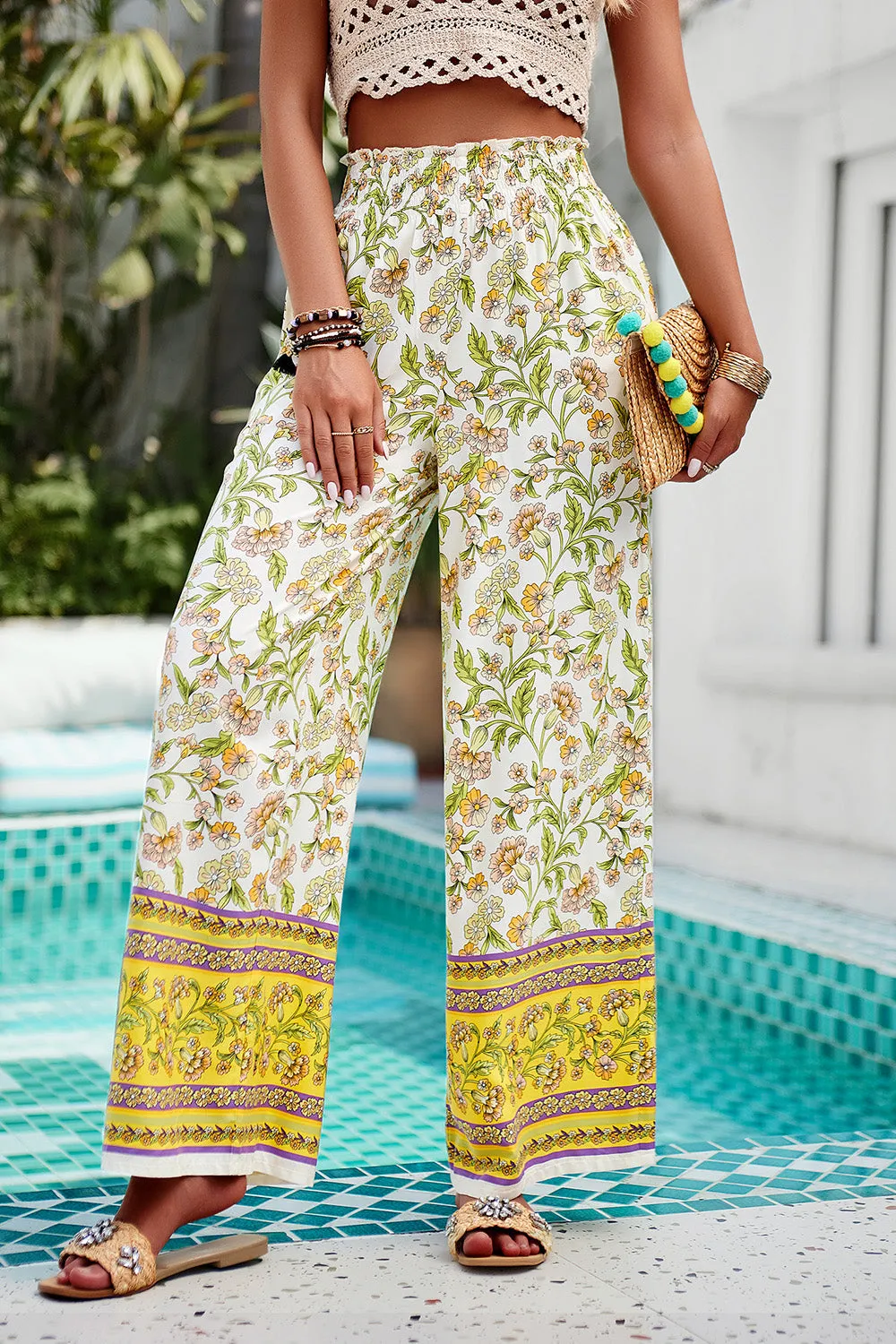 Printed High Waist Wide Leg Pants - Five Color Choices