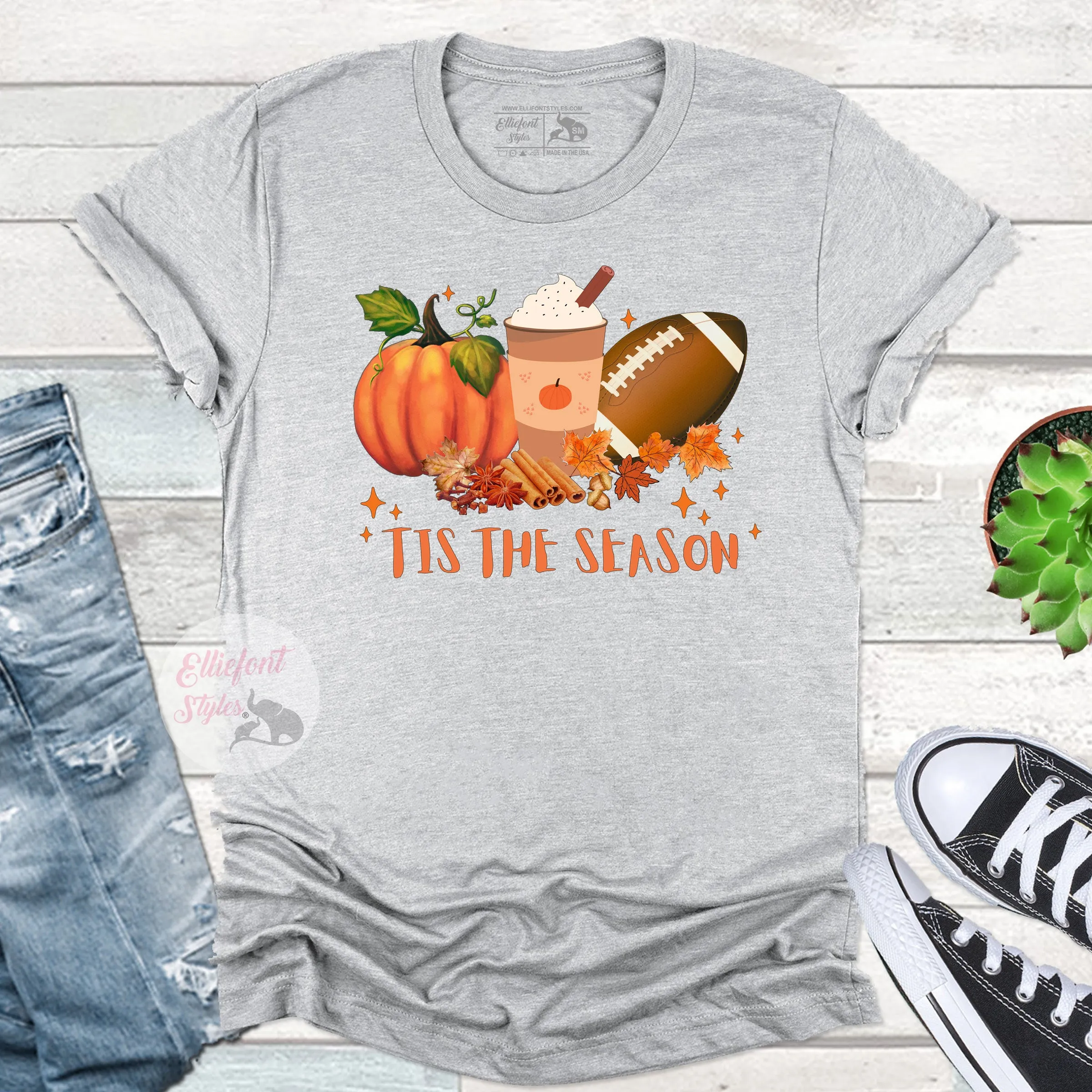 Pumpkin Spice Football Fall Tis The Season Shirt