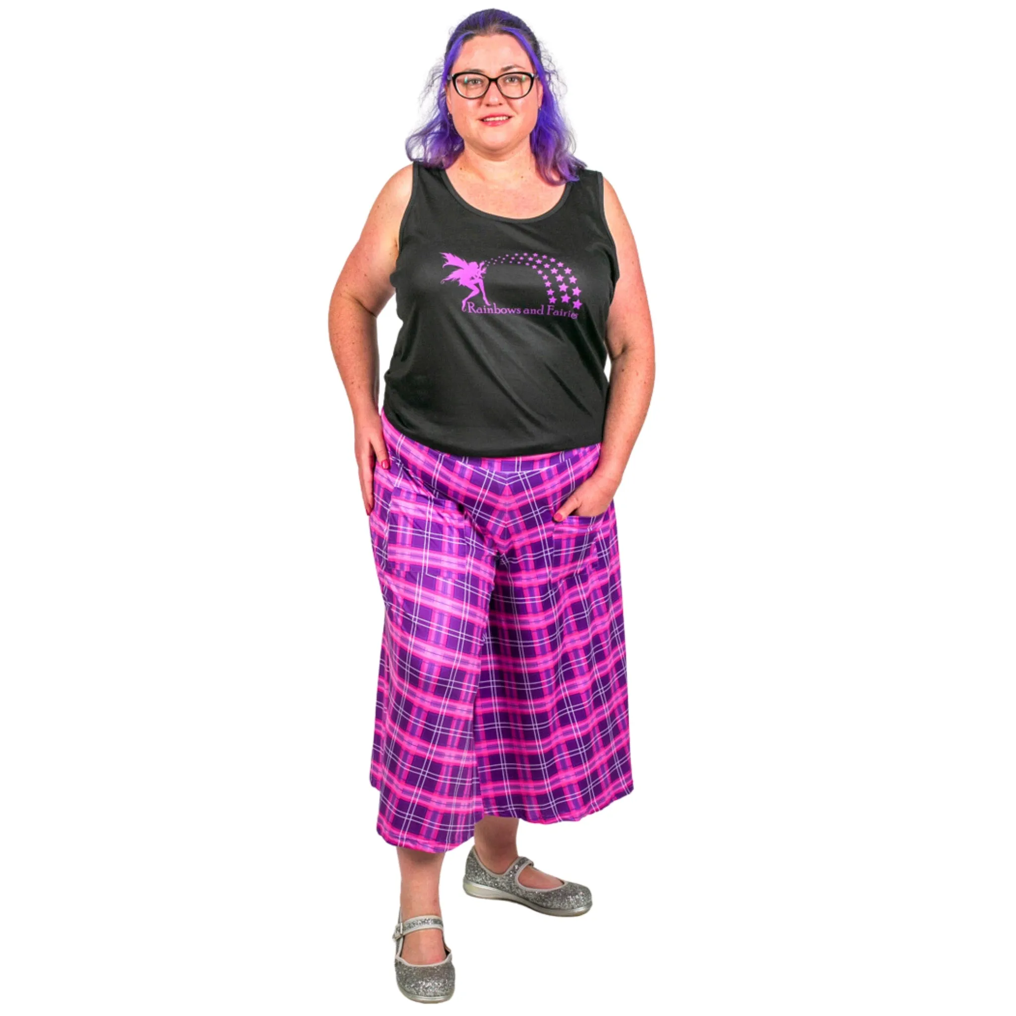 Purple Plaid Culottes