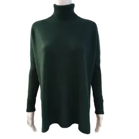 Roll Collar Cashmere Tunic in Hunter Green