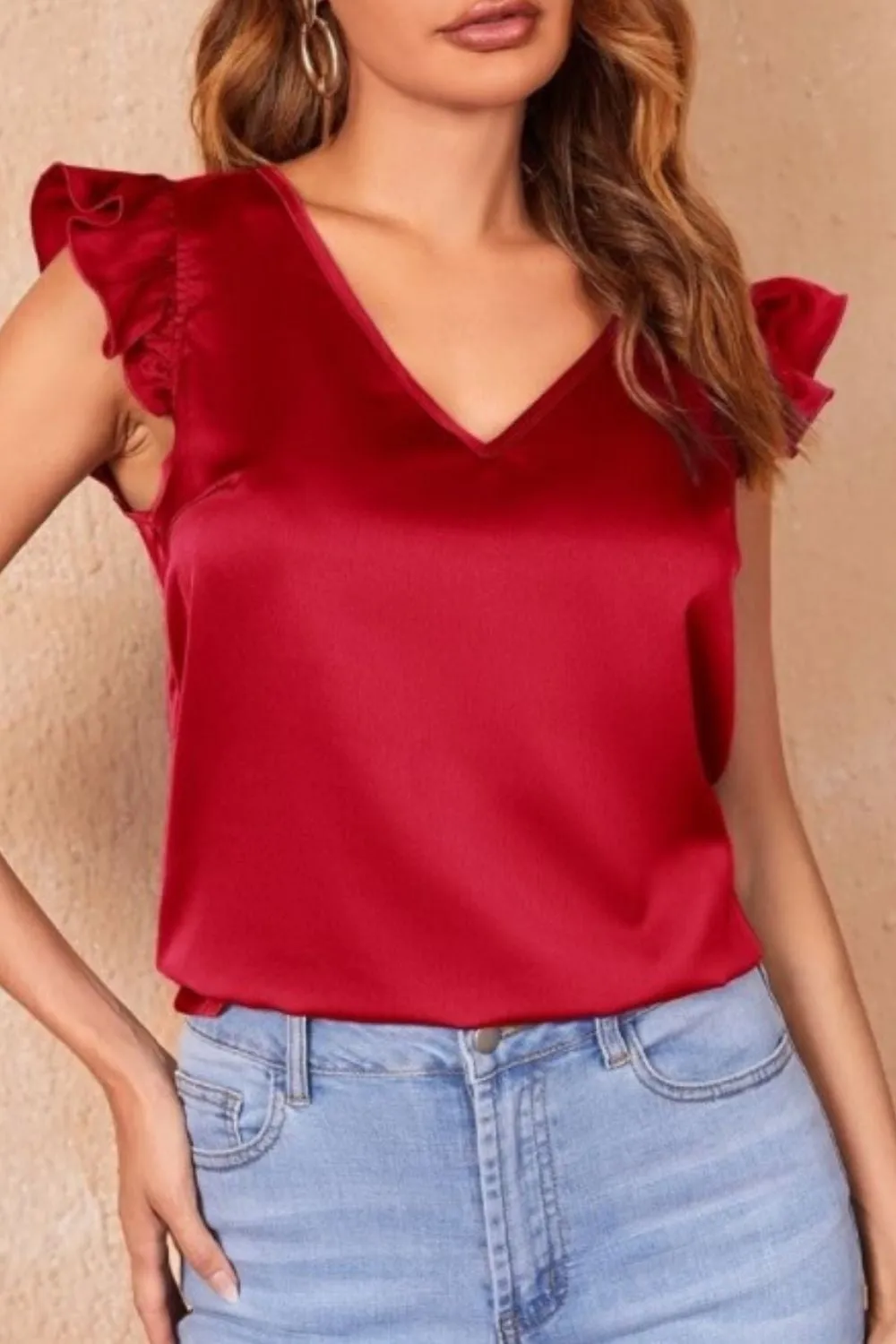 Ruffle Sleeve Station Top