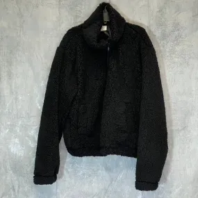 SAGE COLLECTIVE Women's Black Teddy Half Zip Jetsetter Faux Shearling Cropped Jacket SZ M