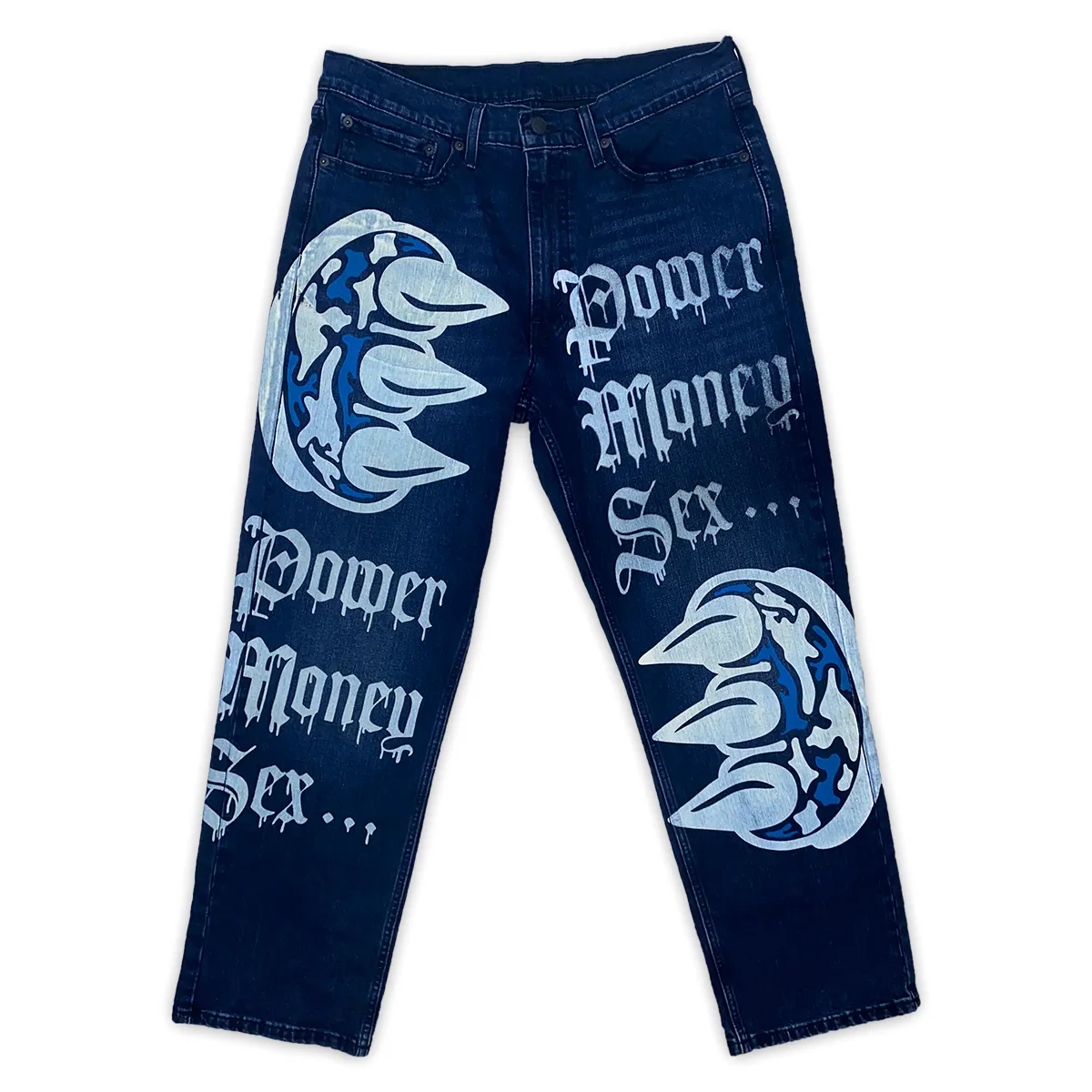 SCREEN PRINTED CLAW PMS DENIM JEANS