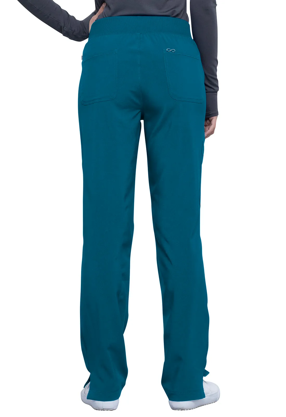 Scrub Pants - Cherokee Infinity Women's Mid Rise Tapered Leg Pull-on Pants - Caribbean Blue, CK065A