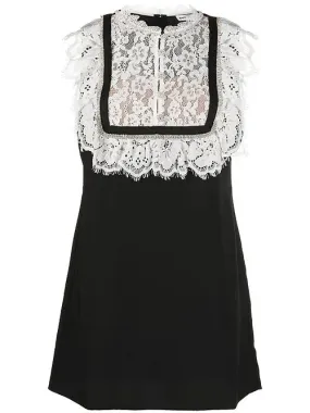 Self-Portrait Monochrome Fine Lace Crepe Mini Dress