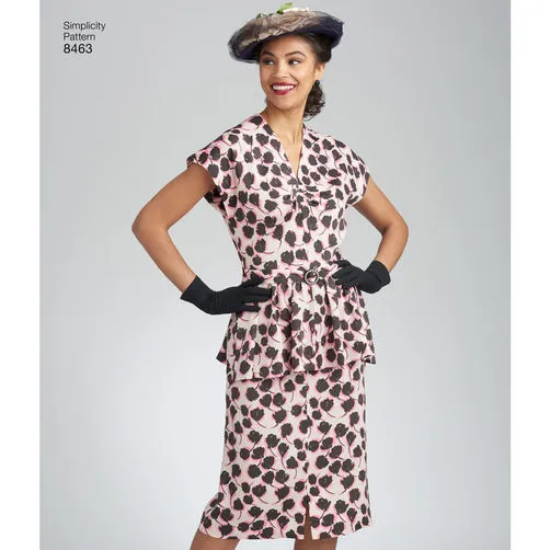 Simplicity 8463 1940s Two-Piece Vintage Dress Paper Sewing Pattern