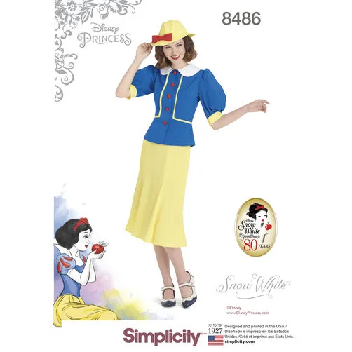 Simplicity 8486 1930s Snow White Dress and Hat Paper Sewing Pattern