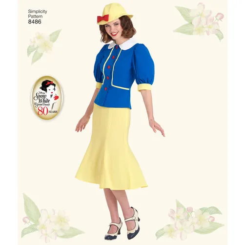 Simplicity 8486 1930s Snow White Dress and Hat Paper Sewing Pattern