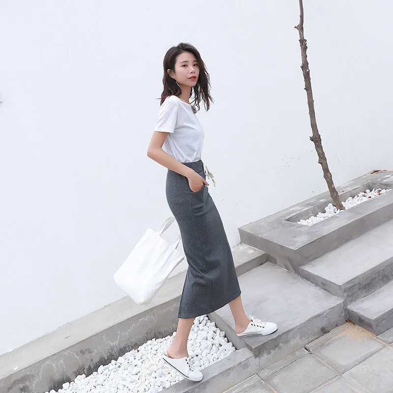 Skirt Women Korean Slim Look Pencil Splitted Skirt