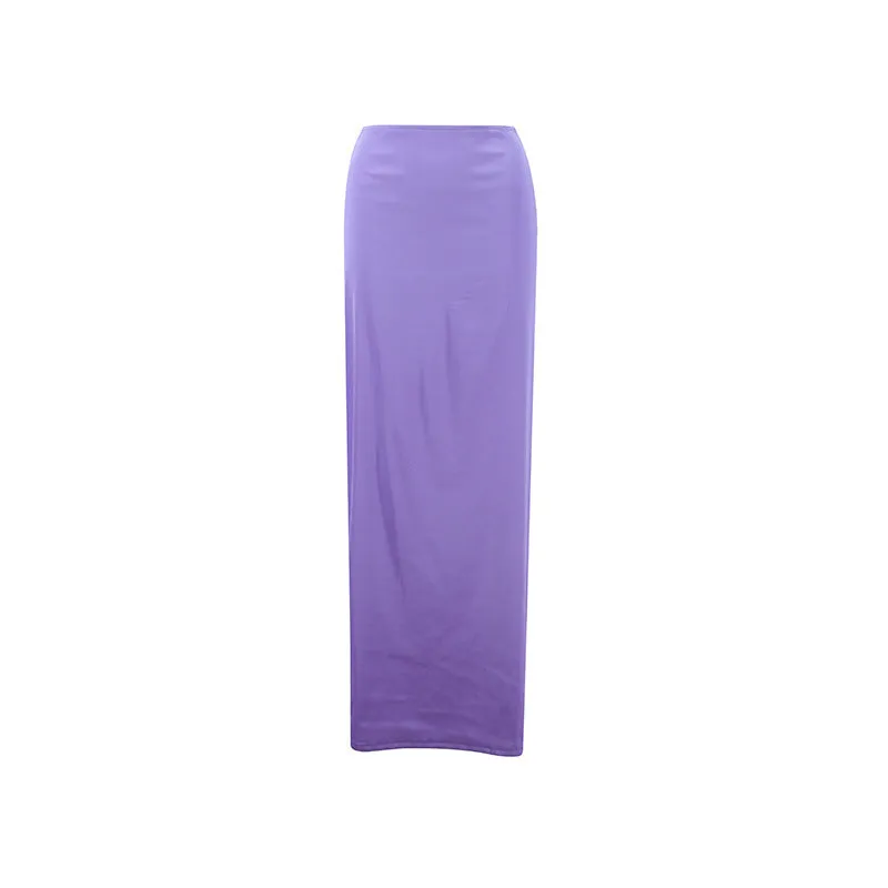 Slim Fit Long Irregular Drape Skirt