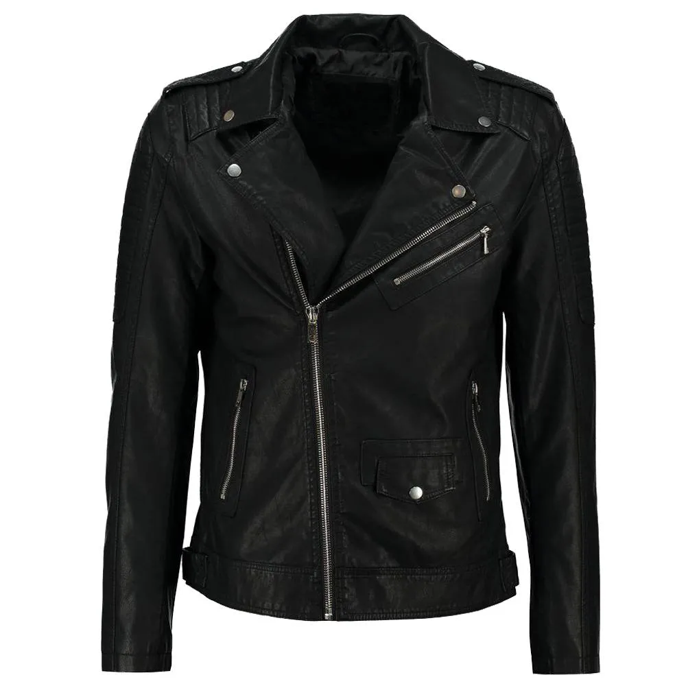 Slim Fit Motorcycle Black Leather jacket